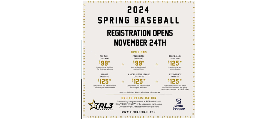 2024 SPRING BASEBALL SIGN-UPS OPEN